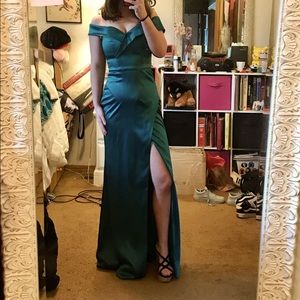 Emerald satin dress